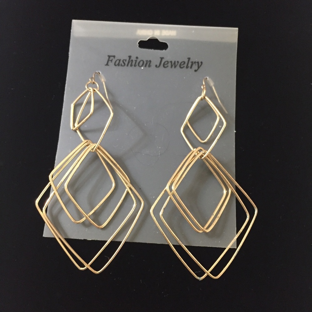 Gold Toned Dangle Earrings - Picture 1 of 2